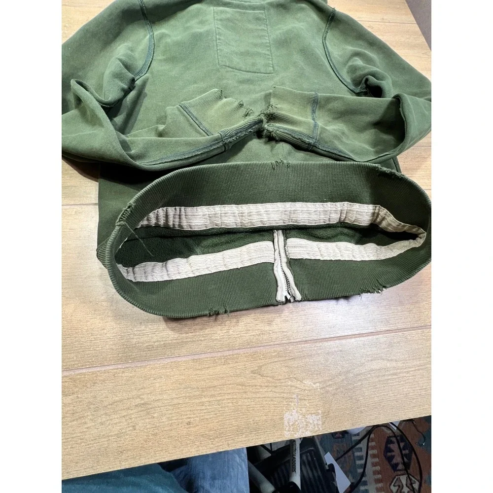 Abercrombie & Fitch Mens VTG Zip Hoodie Green Distressed AF‎ 92 Applique Medium